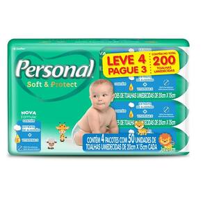 Kit Toalha Umedecida Personal Soft e Protect Leve 4 Pague 3 Com 50 Unidades