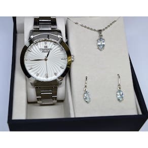 Relogio Champion Feminino Prateado Grande Cn29276d + Kit Semi Joia