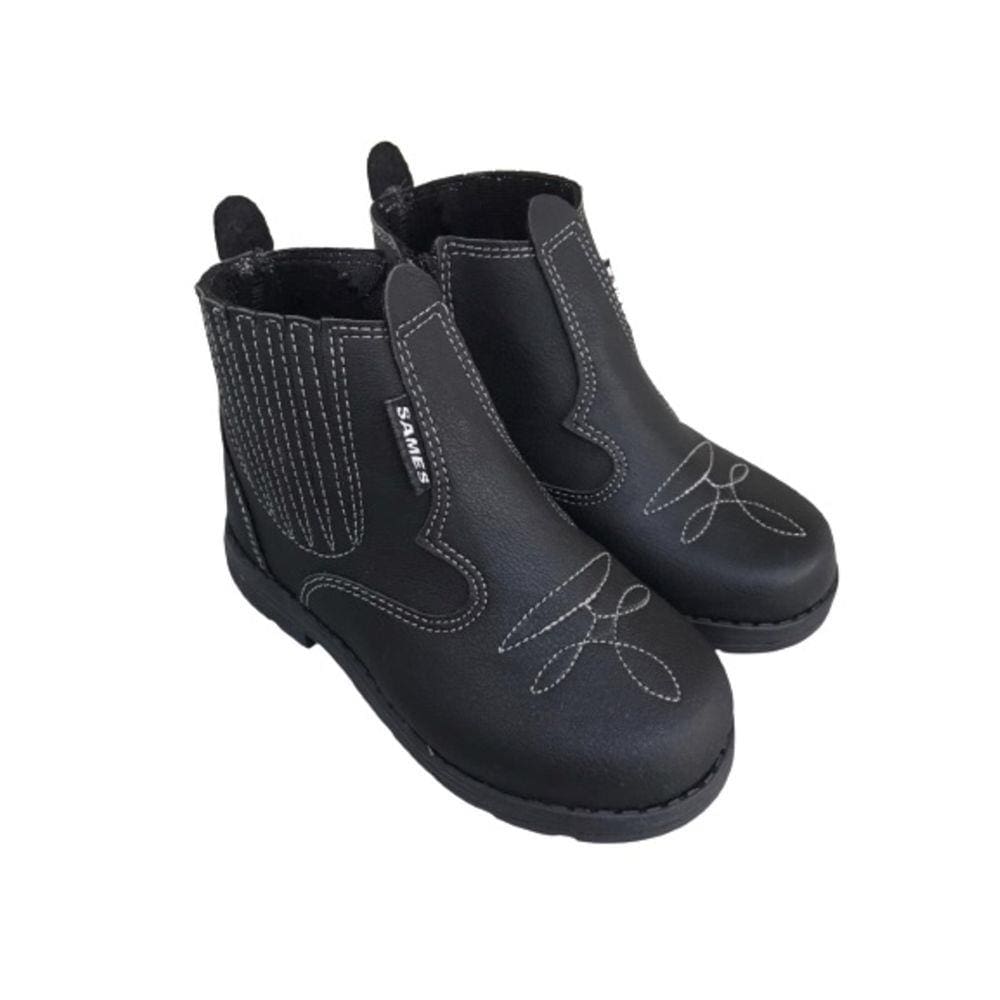 Botina Casual Infantil Cano Curto Com Zíper Sames 6137