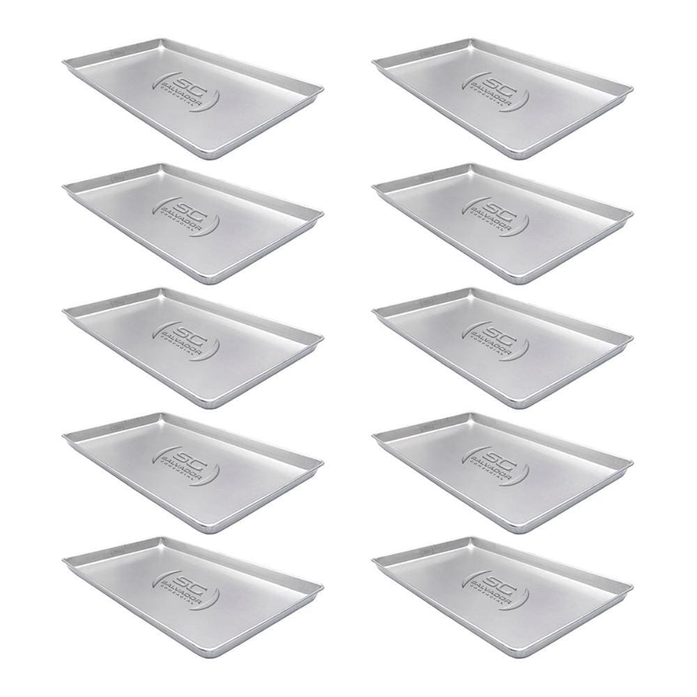 Kit - 10 Formas Assadeiras Lisa Estampada 0,6mm Pão Doce Alumínio 58 x 70 x 3,5 Padaria Confeitaria