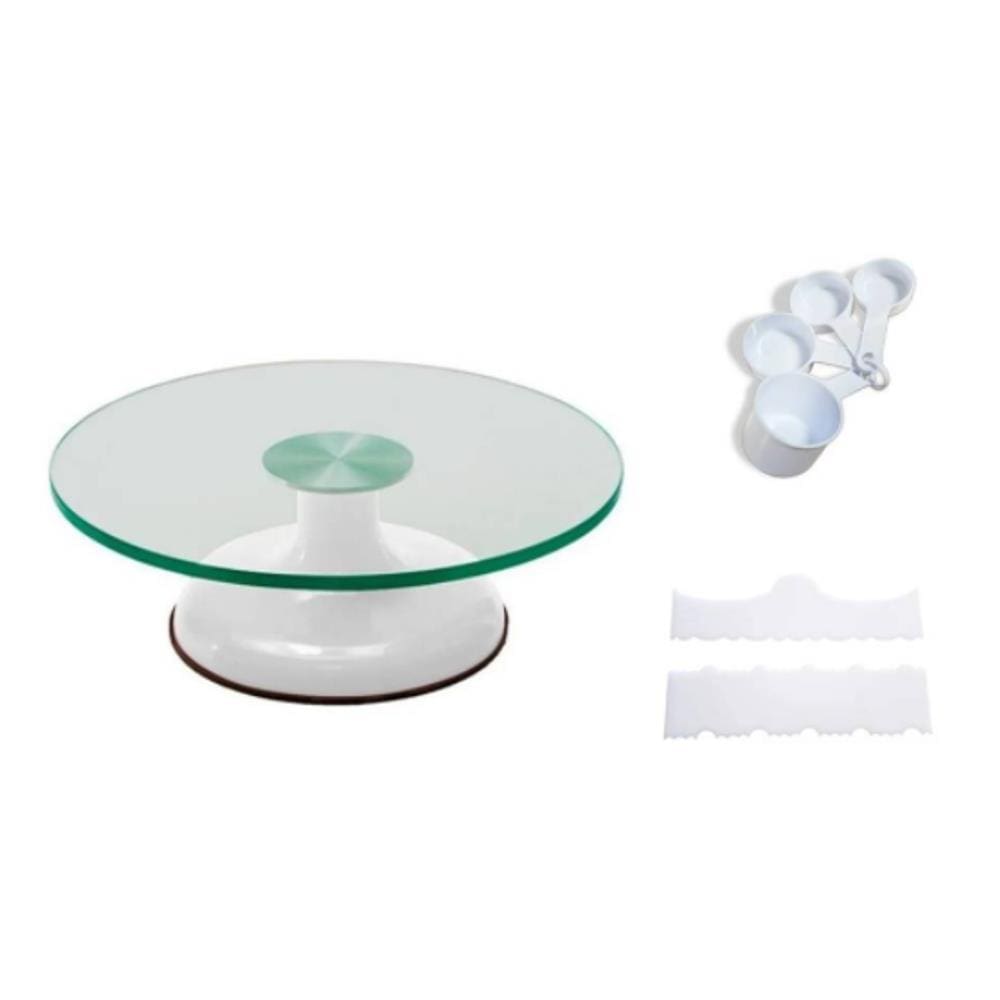 Bailarina Giratória Vidro Branca + Xicaras de Medida + 2 Espátulas Decorativas (Modelo 15)