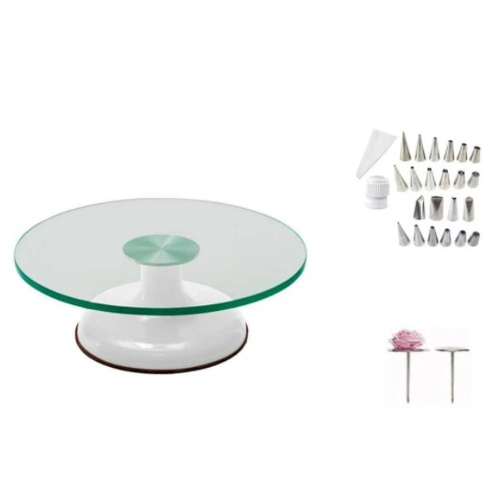 Bailarina Giratória Vidro P/ Decorar Branca + Bico 25 Pecas + 2 Suporte de Rosas