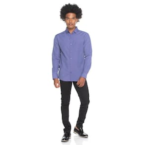 Camisa Social Teodoro Masculina Manga Longa Slim Fit Casual