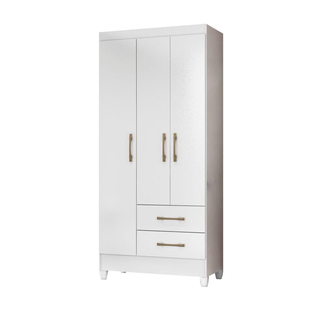 Guarda Roupa Solteiro 3 Portas e 2 Gavetas Lima Moval Branco