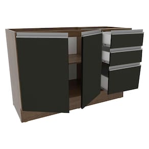 Balcão de Pia Madesa Glamy 2 Portas e 3 Gavetas Rustic Preto