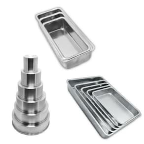 Kit 6 Forma Redonda Alta 10cm + 5pç Retangular Alta + 3 Formas Bolo Inglês (Cuca / Pão Caseiro)