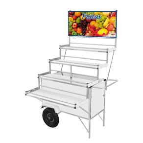 Carrinho Expositor de Frutas com Rodas Pneumáticas e Guarda Sol