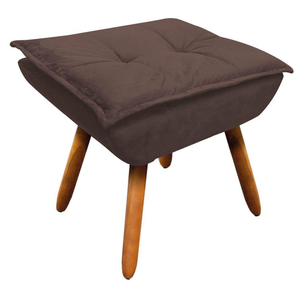 Puff Decorativo Sala de Estar Pés Palito Opla Suede Marrom - Ibiza