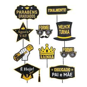 Kit Plaquinhas Divertidas para Formatura - 10 unidades