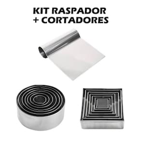 Cortador Redondo E Quadrado Para Massa + Espátula Raspador Tubular