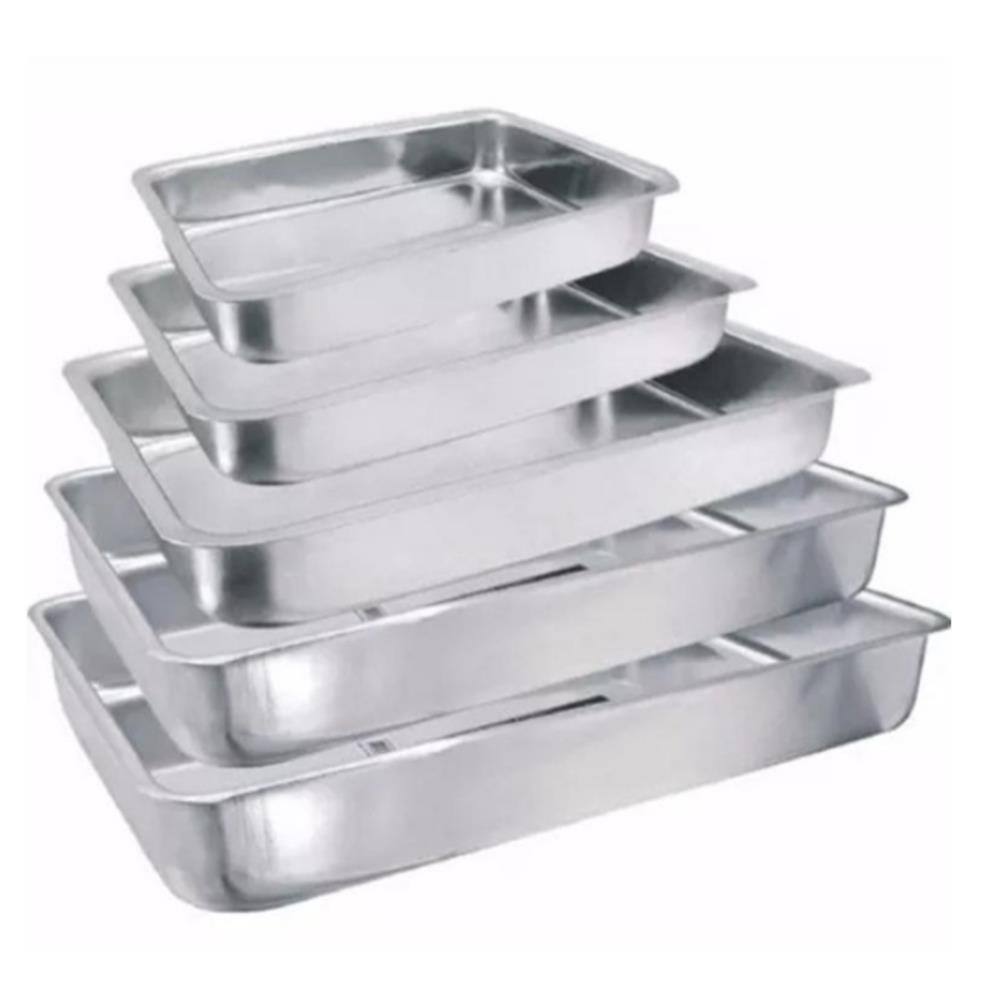 Conjunto Assadeira Retangular Alta 5 Pçs Em Aluminio