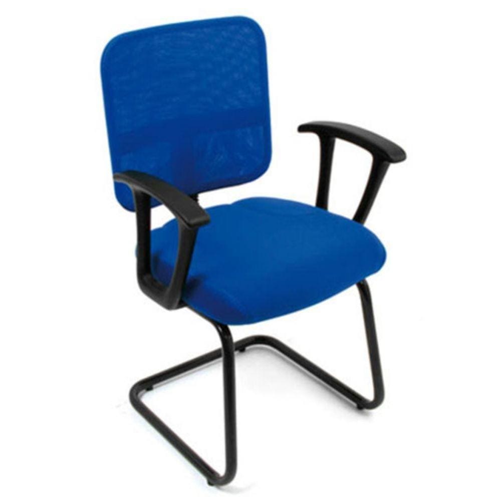 Cadeira Secretária Base Fixa Em S Tela Mesh Azul