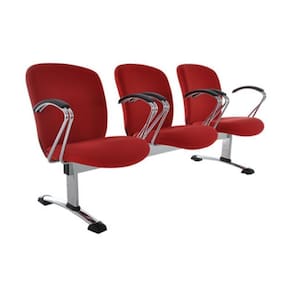 Cadeira Diretor em Longarina 3 Lugares Linha Lombar Vermelho