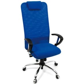 Cadeira Presidente Apoio De Cabeça Linha Tela Mesh Azul