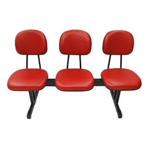 Cadeira Secretária Em Longarina Com 3 Lugares Vermelho