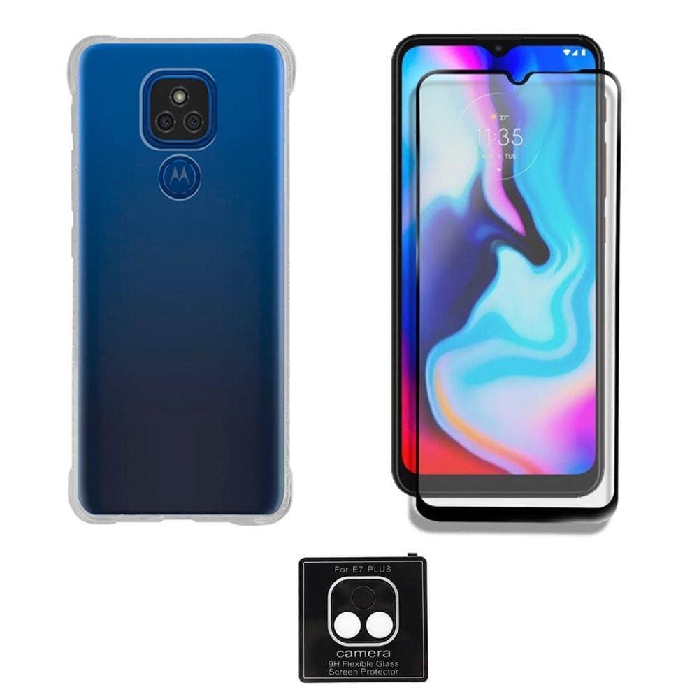 Capinha Moto E7 Plus XT2081 + Película Vidro 3D Temperado + Película Câmera
