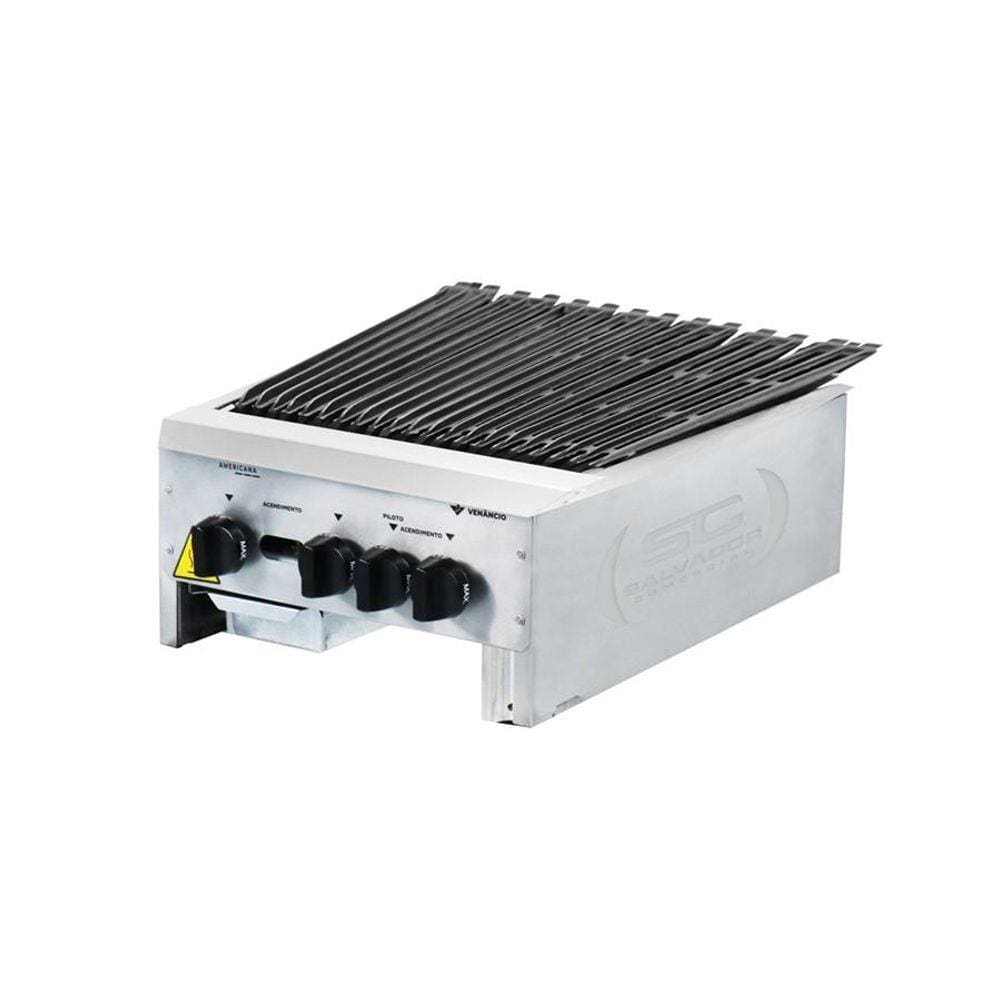 Chapa Charbroiler Americana Grill Inox Gás 45 cm CGG45 - Venâncio