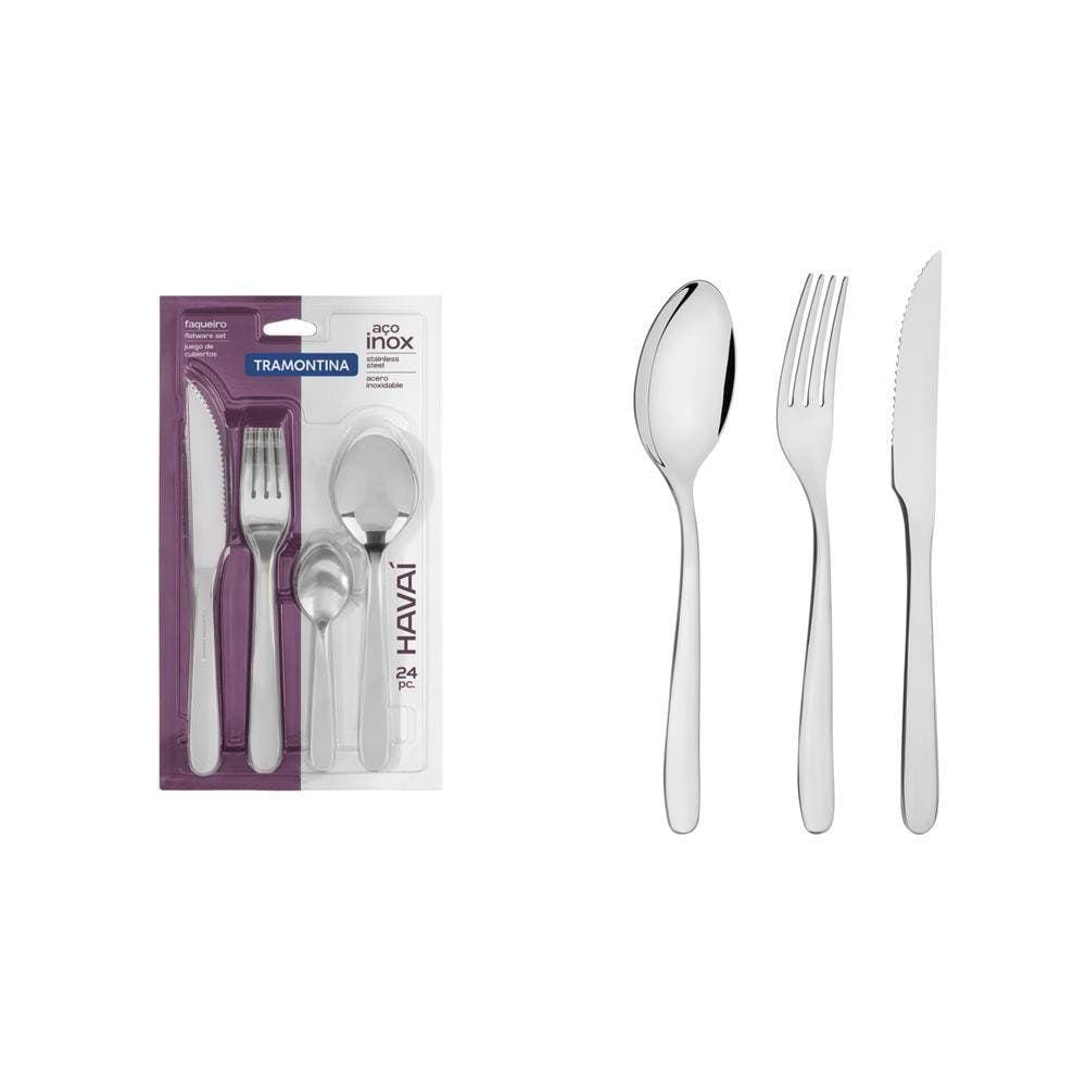 Faqueiro Tramontina Havaí Aço Inox Facas Churrasco 24 Peças