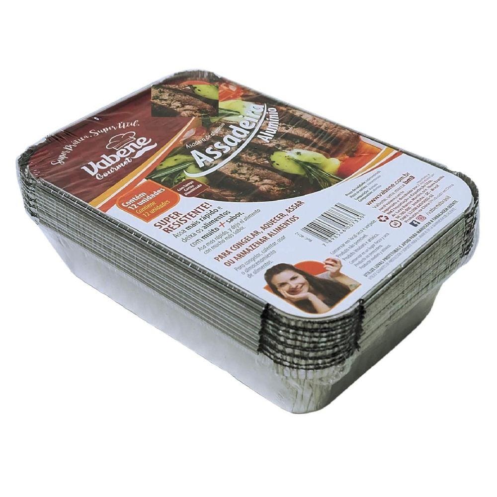 Kit 12 Assadeira Marmita Descartável Alumínio E Tampa 1000Ml