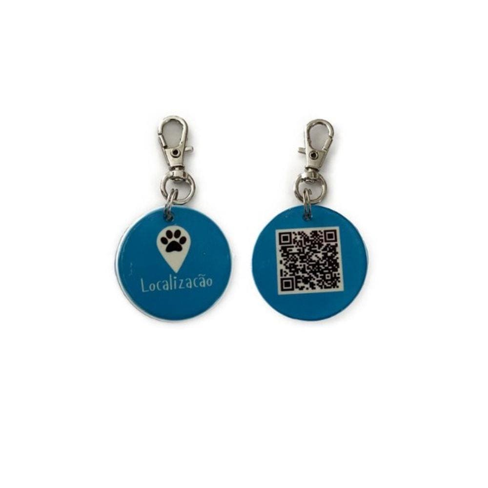 Tag de localização do seu pet QR-CODE integrado Cor Azul