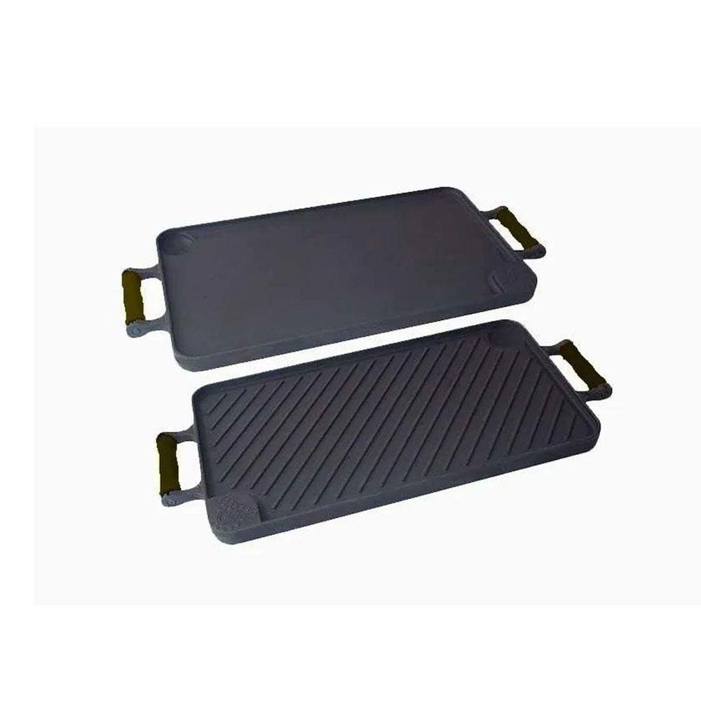 Bifeteira Dupla Face Ferro Alça Silicone Preta 26x48 Cm