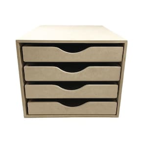 Organizador De Folhas Sulfite A4 4 Gavetas Em Mdf