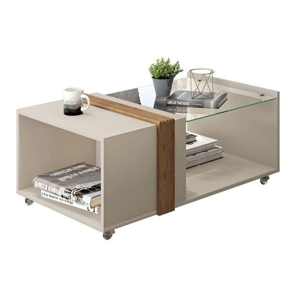 Mesa De Centro Núbia Off White / Buriti - Caemmun