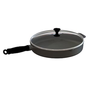 Frigideira Com Cabo de Silicone Preto e Tampa Vidro 22cm