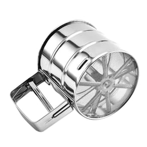 Polvilhador Inox Luxo Peneirar Caneca Farinha Com Gatilho