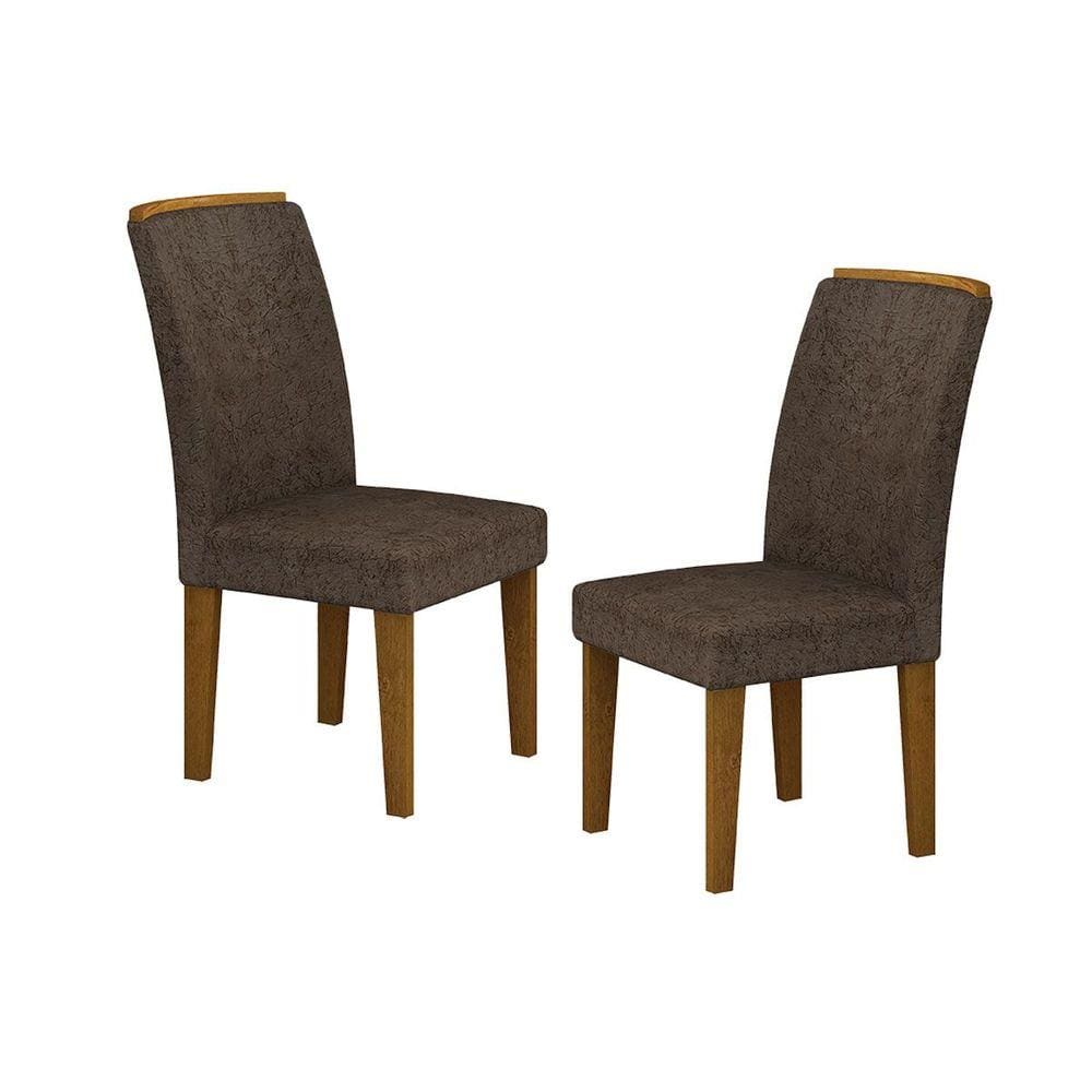 Cadeira Rufato Lunara MDF Imbuia 4 Unidades Imbuia/ Linho Rústico