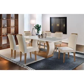 Mesa Rufato Jade Vd Curvo 180+6 Cad Athenas Imbuia/Creme