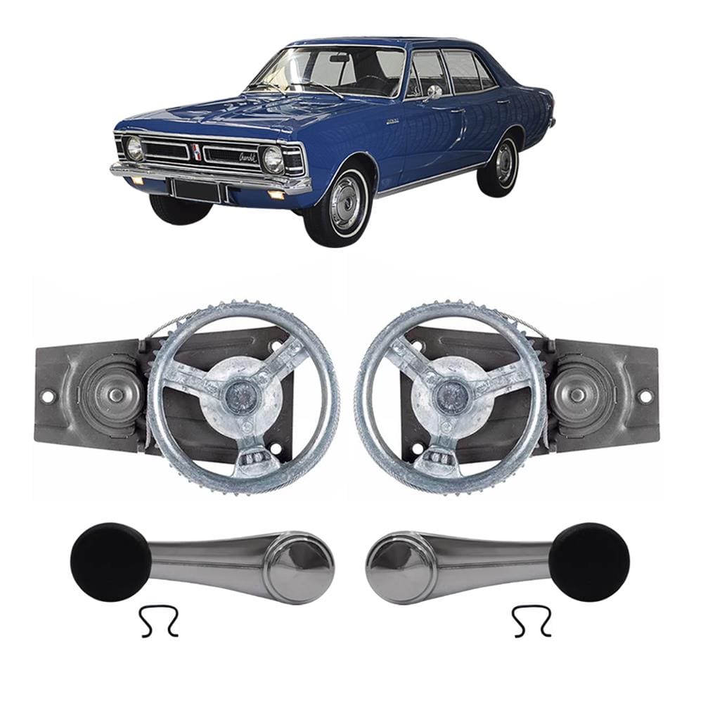 Par Maquina Manivela Vidro Dianteiro Preto Opala 68/85 4 Pts