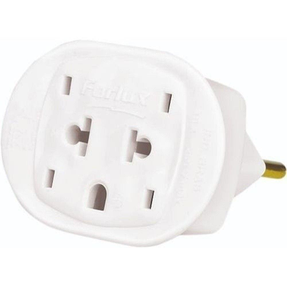 Adaptador de Tomada Tripolar Parede Universal Branco Benjamin 2p + T 10A 250V 3 Pinos Tipo T Viagem