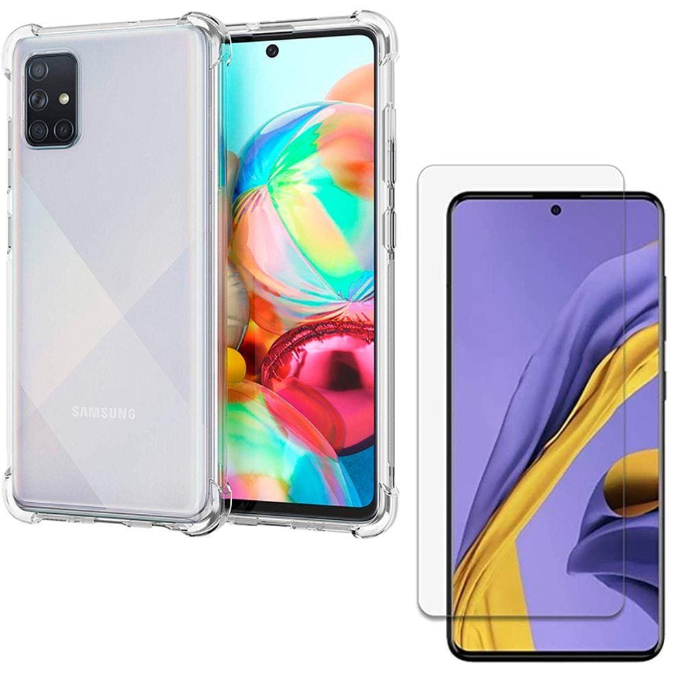 Capa Anti Quedas Samsung Galaxy A71 + 2x Películas de Gel + Kit Aplicação