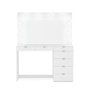 Penteadeira Ditália 7 Gavetas Branco c/ Kit Luz Camarim