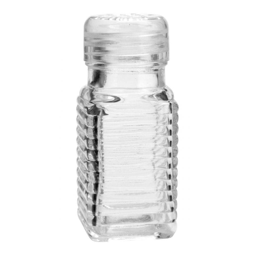 Pote p/ temperos de vidro transparente c/tampa branca 80ml