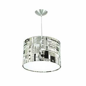 Lustre Cúpula Pendente Dome Estampado Jornal