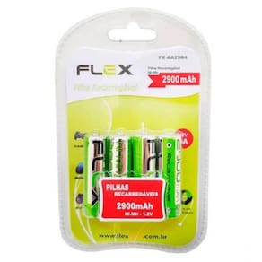 Pilha Recarregavel Aa 2900Mah Pequena Flex C/4