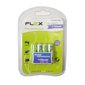 Pilha Recarregavel Aaa 1100Mah Palito Flex C/4