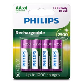 Pilha Recarregavel Aa Pequeno 2500 Mah Com 4 Und Rtu Philips