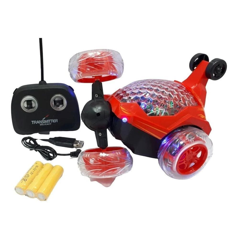 Carrinho Controle Remoto Crazy Maluco Gira 360° Som E Luz