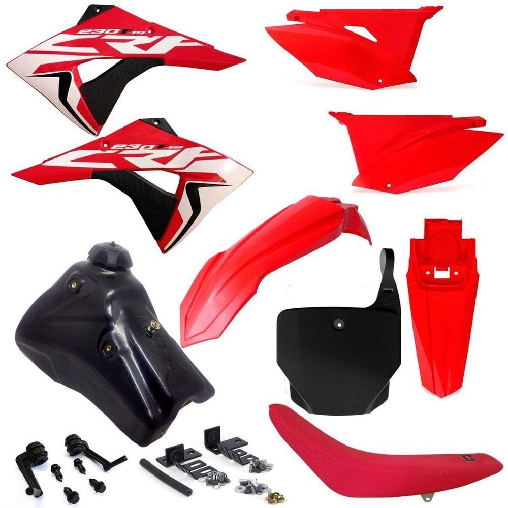 Kit Plástico Carenagem Number X cell Crf 230 2007 2008... Tanque 7 Litros