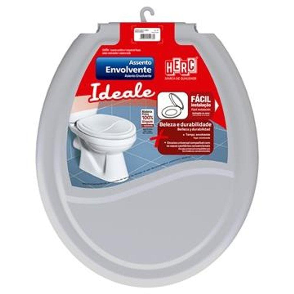 Assento Sanitário 3386 Soprado Tampa Envolvente Cinza Claro - Herc
