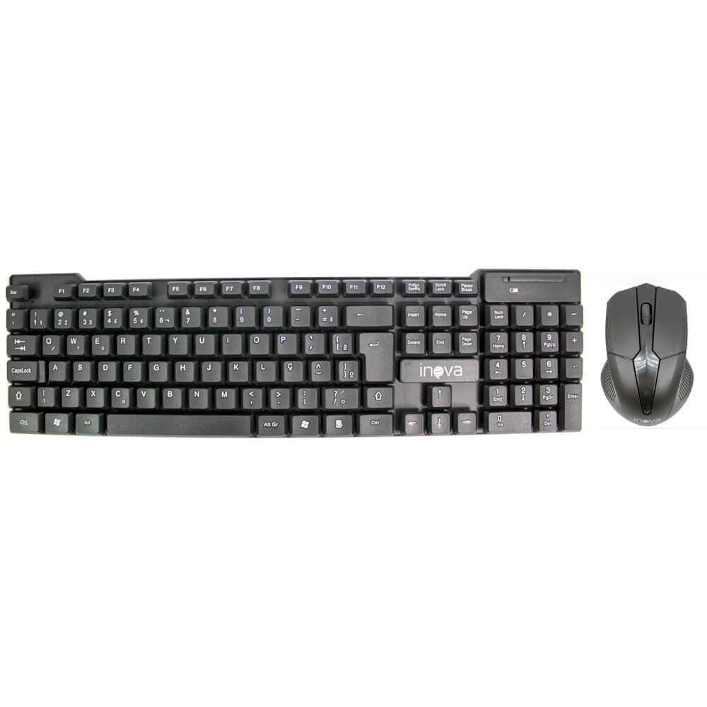 Kit Teclado Mouse Óptico 1200 Dpi Sem Fio 2.4G Receptor Nano