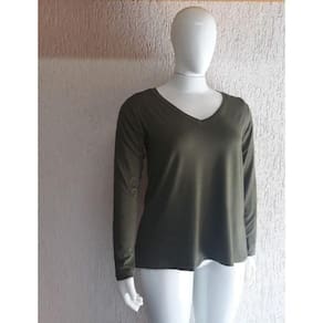 Blusa Feminina Gola V Plus Size Manga Longa Mazal