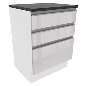 Balcão Madesa Acordes 100% MDF 60 cm 3 Gavetas - Frentes Branco Brilho