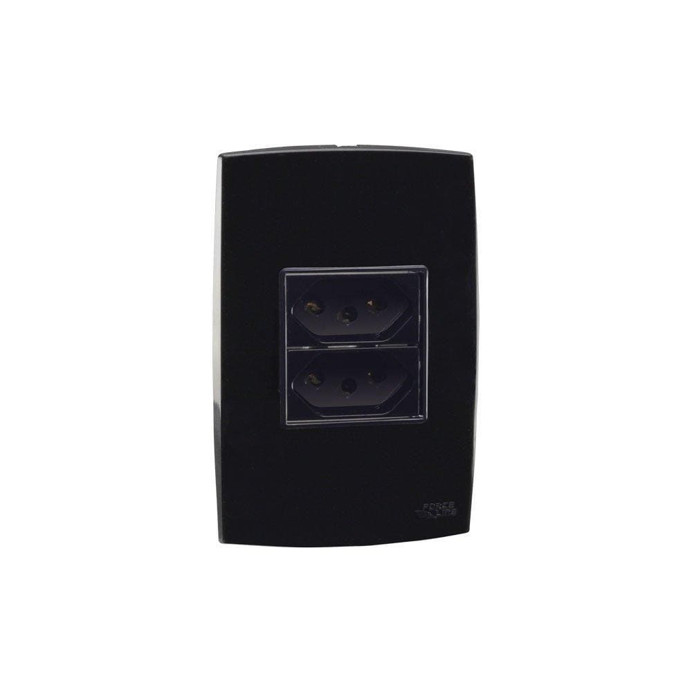 Conjunto Tomada Dupla 20A Preto Force Line
