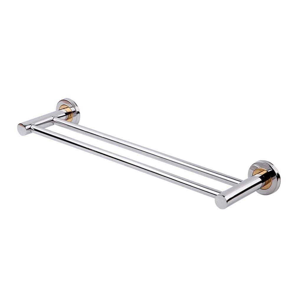 01 Porta Toalha Duplo Aço Inox 304 55cm Fixação Por Parafuso