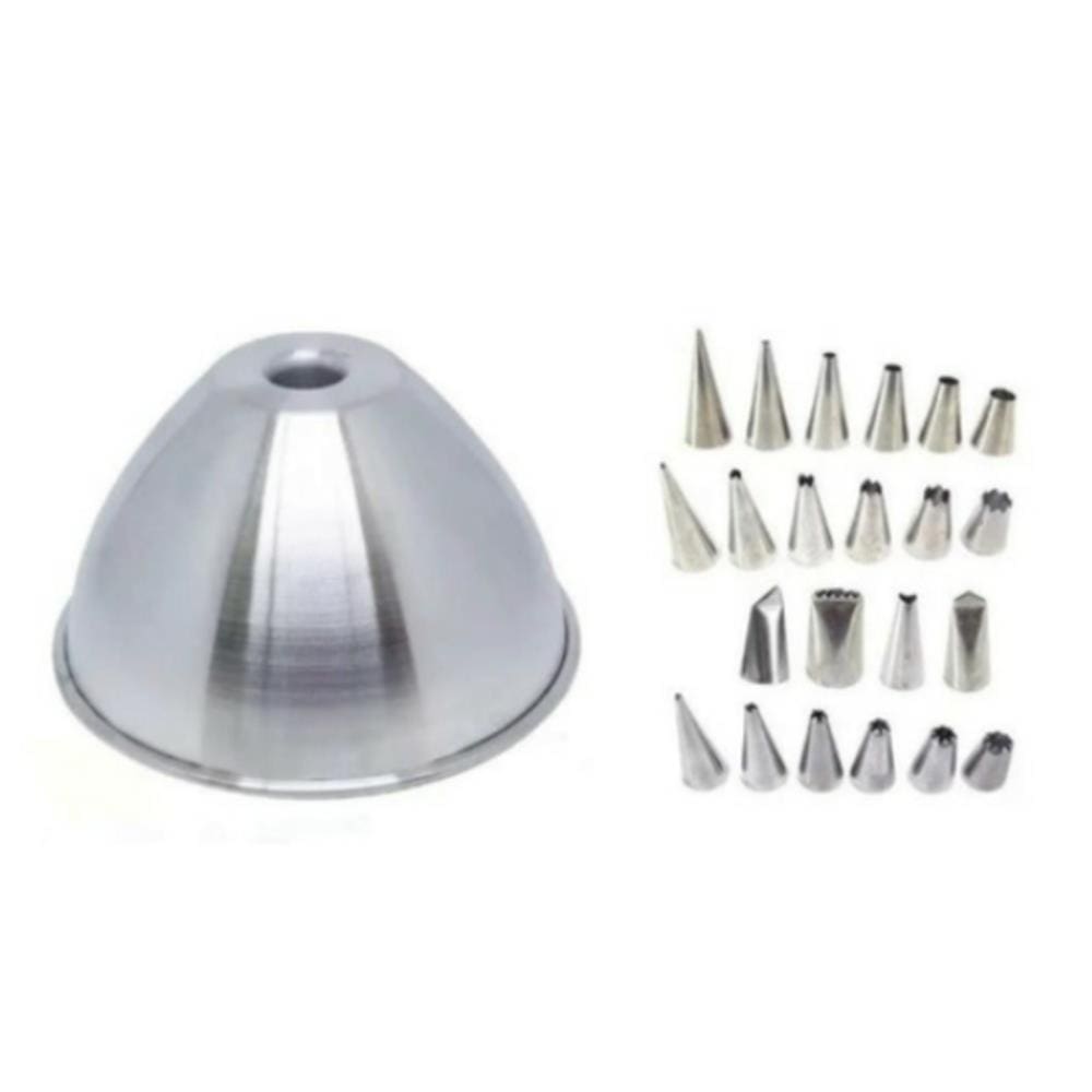 Forma Saia De Boneca Alumínio + Jogo De Bicos C/ 22 Pçs Inox