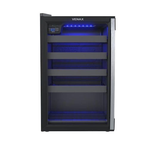 imagem-adega Piubella Cave 100 para 24 Garrafas Preto Fosco Porta Invertida - 220V